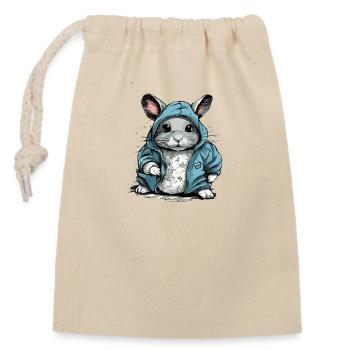 Bibi le chinchilla - Sac cadeau en coton avec cordon (14 x 20 cm) - nature - Devant