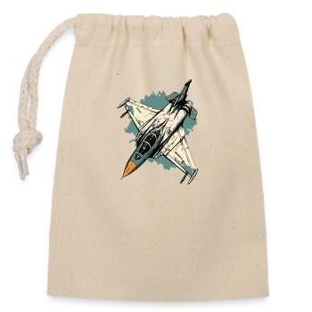 Blue storm plane - Closable cotton gift bag (14x20cm) - nature - Front
