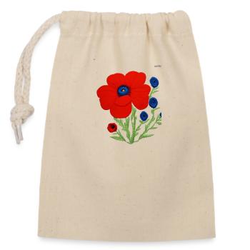 Folk art composition #22 - Closable cotton gift bag (14x20cm) - nature - Front