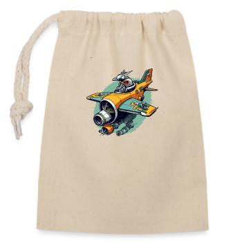 Drone plane - Closable cotton gift bag (14x20cm) - nature - Front