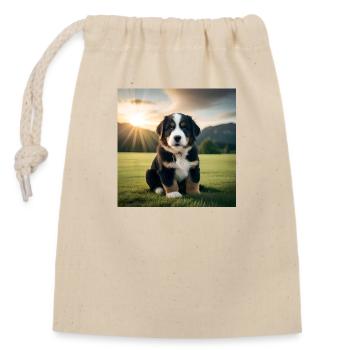 Berner Sennenhund Welpe - Verschließbarer Geschenkbeutel aus Baumwolle (14x20cm) - Natur - Vorne