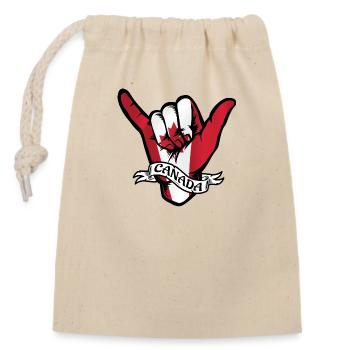 Canada Shaka - Closable cotton gift bag (14x20cm) - nature - Front