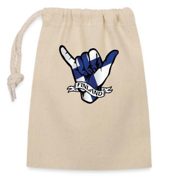 Finland Shaka - Closable cotton gift bag (14x20cm) - nature - Front