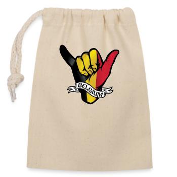 Belgium Shaka - Closable cotton gift bag (14x20cm) - nature - Front