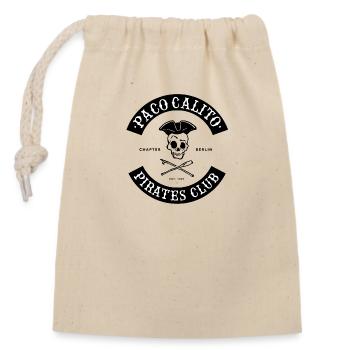pacoCalito logo pirat est1907 w 02 - Verschließbarer Geschenkbeutel aus Baumwolle (14x20cm) - Natur - Vorne