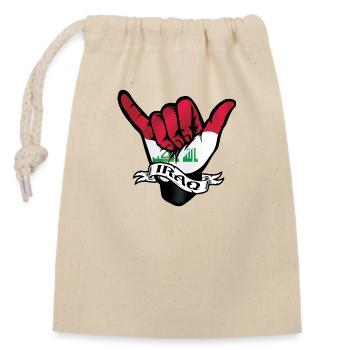 Iraq Shaka - Closable cotton gift bag (14x20cm) - nature - Front