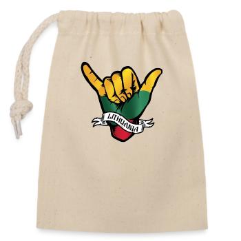 Lithuania Shaka - Closable cotton gift bag (14x20cm) - nature - Front