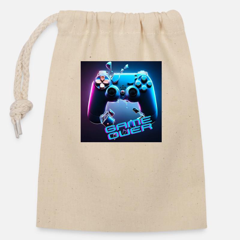 Fin du jeu - Sac cadeau en coton avec cordon (14 x 20 cm) - nature