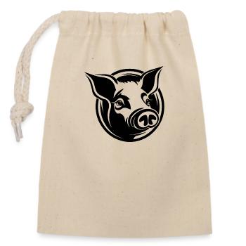 Pig Piggy Sow - Closable cotton gift bag (14x20cm) - nature - Front