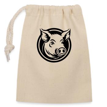 Truie cochonne - Sac cadeau en coton avec cordon (14 x 20 cm) - nature - Devant
