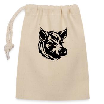 Truie cochonne - Sac cadeau en coton avec cordon (14 x 20 cm) - nature - Devant