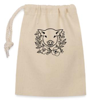 Pig Piggy Sow - Closable cotton gift bag (14x20cm) - nature - Front