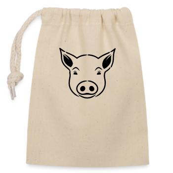 Truie cochonne - Sac cadeau en coton avec cordon (14 x 20 cm) - nature - Devant