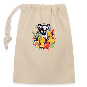 Alo le guépard dans les fruits - Sac cadeau en coton avec cordon (14 x 20 cm) - nature - Devant
