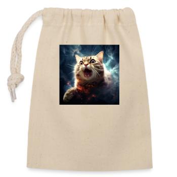 Galactic Cat Madness - Closable cotton gift bag (14x20cm) - nature - Front