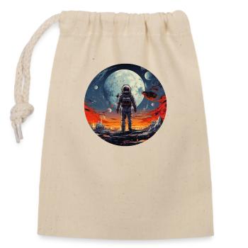 Conception cool d’astronaute nerd lors de la sortie dans l’espace - Sac cadeau en coton avec cordon (14 x 20 cm) - nature - Devant