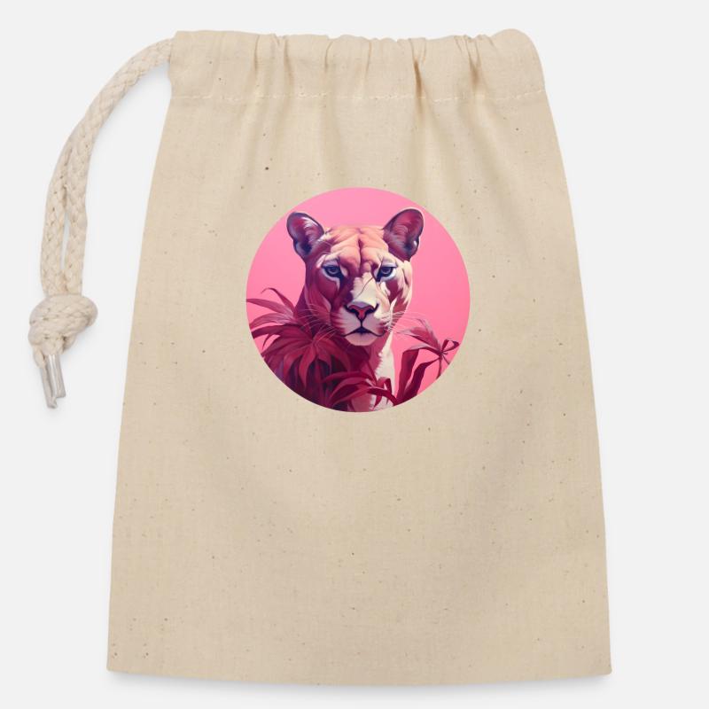 Panther in Pink - Closable cotton gift bag (14x20cm) - nature