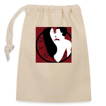 Love clock - Closable cotton gift bag (14x20cm) - nature - Front
