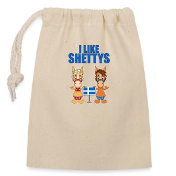I LIKE SHETTYS - PFERDE - PFERD - Verschließbarer Geschenkbeutel aus Baumwolle (14x20cm) - Natur - Vorne