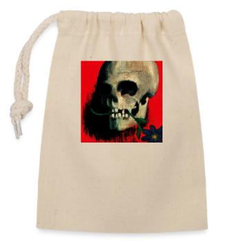 skull red - Verschließbarer Geschenkbeutel aus Baumwolle (14x20cm) - Natur - Vorne