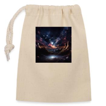 Space - Closable cotton gift bag (14x20cm) - nature - Front