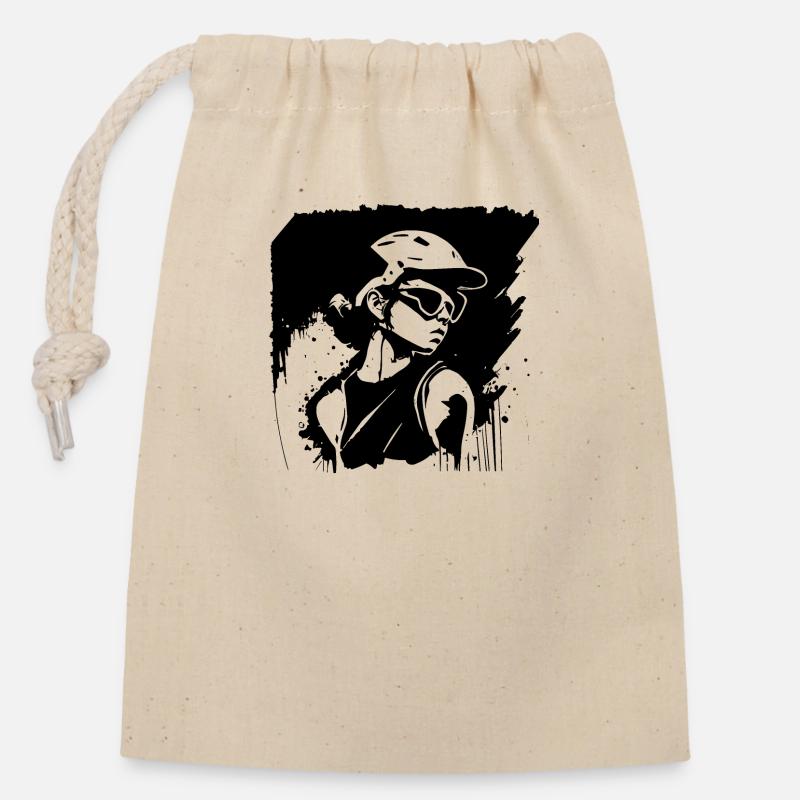 Skate - Closable cotton gift bag (14x20cm) - nature