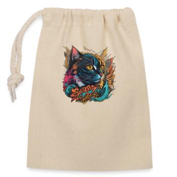 Beautiful Cat Design - Closable cotton gift bag (14x20cm) - nature - Front