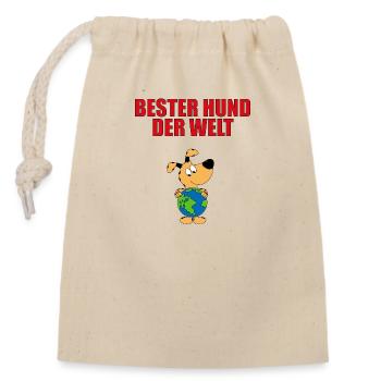 BESTER HUND DER WELT - Verschließbarer Geschenkbeutel aus Baumwolle (14x20cm) - Natur - Vorne