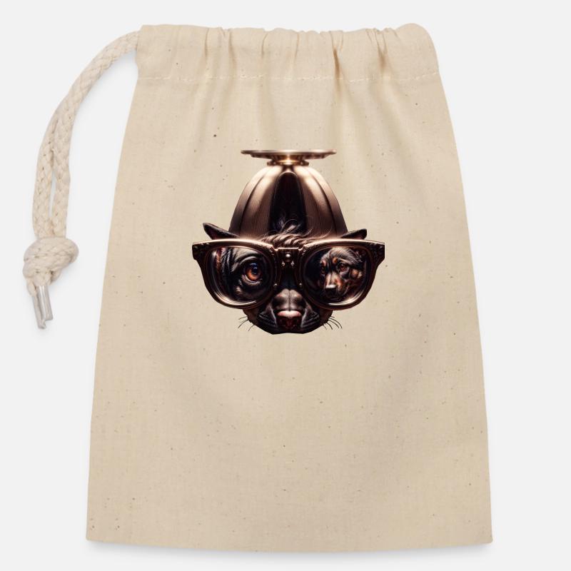 Geekhead-Dog - Closable cotton gift bag (14x20cm) - nature