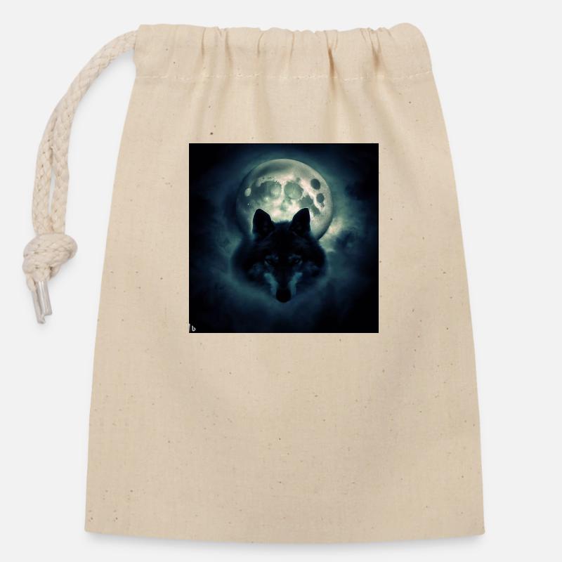 Wolf Moon - Verschließbarer Geschenkbeutel aus Baumwolle (14x20cm) - Natur