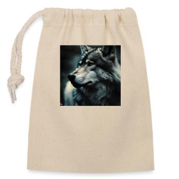 Wolf - Verschließbarer Geschenkbeutel aus Baumwolle (14x20cm) - Natur - Vorne