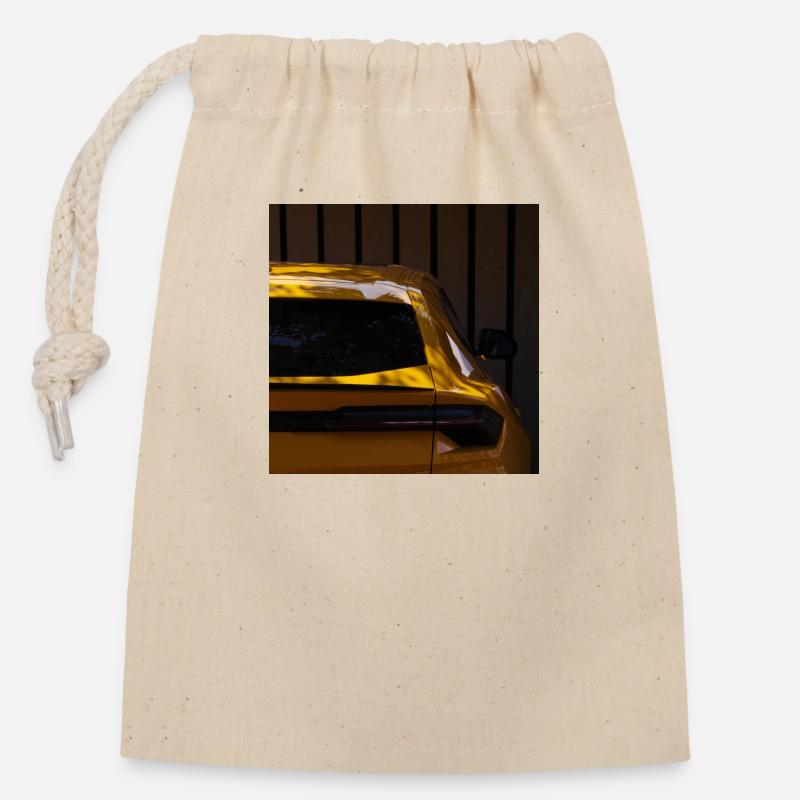 Car - Closable cotton gift bag (14x20cm) - nature