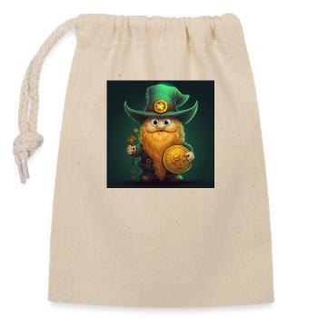 the little green leprechaun - Closable cotton gift bag (14x20cm) - nature - Front