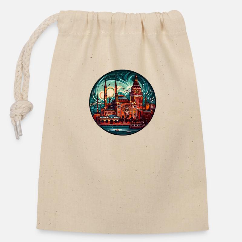 Turkish architecture - Closable cotton gift bag (14x20cm) - nature