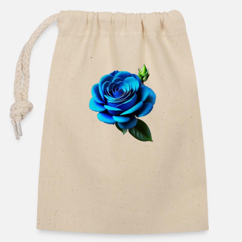 Rose bleue - Sac cadeau en coton avec cordon (14 x 20 cm) - nature