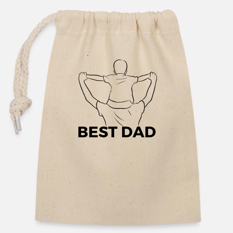 Best Dad - Verschließbarer Geschenkbeutel aus Baumwolle (14x20cm) - Natur