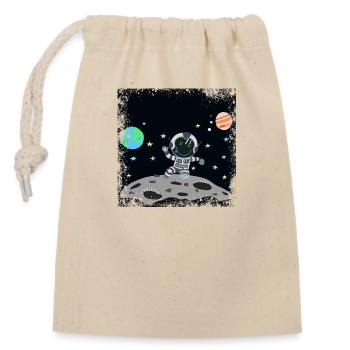 astronaute gris grunge - Sac cadeau en coton avec cordon (14 x 20 cm) - nature - Devant
