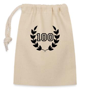 100th anniversary-gift idea 100 years - Closable cotton gift bag (14x20cm) - nature - Front