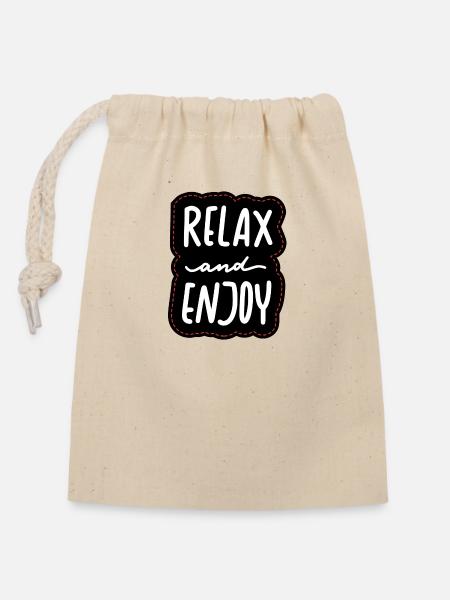 Relax and Enjoy - Verschließbarer Geschenkbeutel aus Baumwolle (14x20cm) - Natur