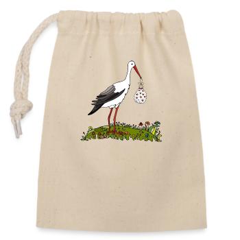 Storch - Verschließbarer Geschenkbeutel aus Baumwolle (14x20cm) - Natur - Vorne