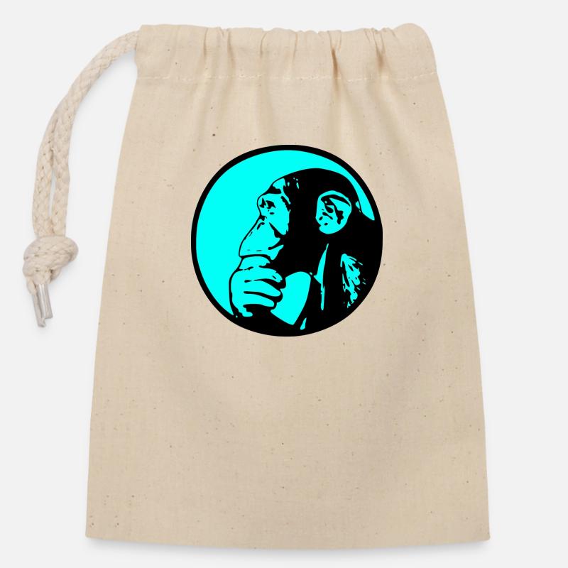 Thinking Monkey Chimpanzee - Closable cotton gift bag (14x20cm) - nature