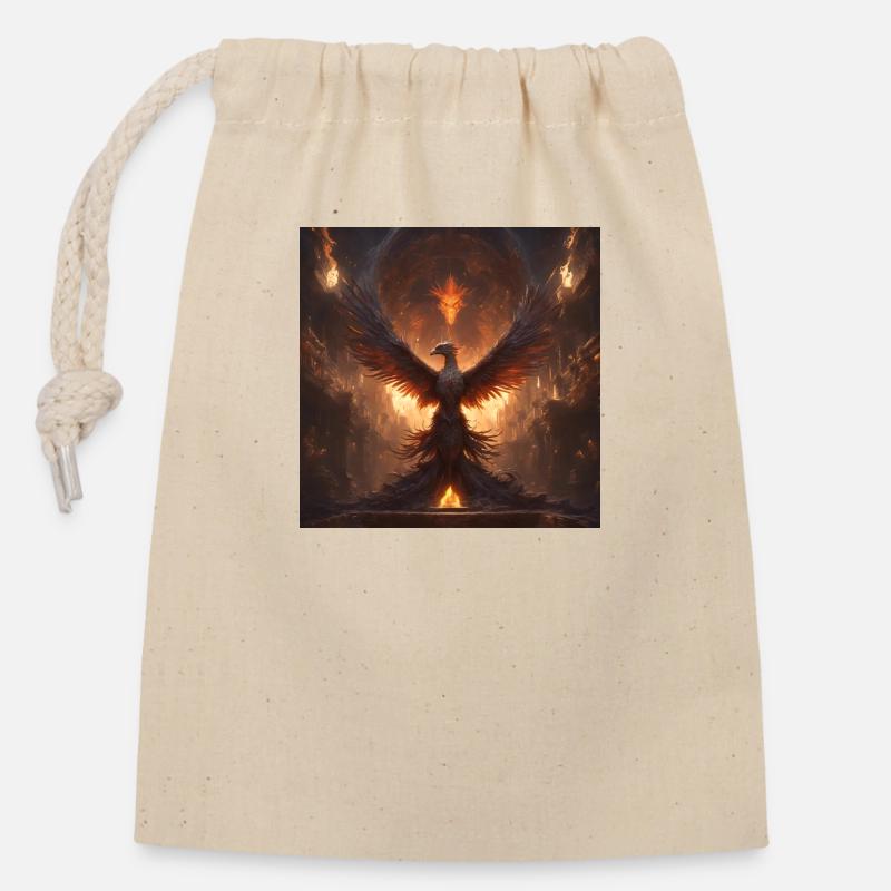 le phoenix - Sac cadeau en coton avec cordon (14 x 20 cm) - nature