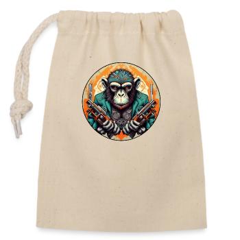 Bad Monkey - Verschließbarer Geschenkbeutel aus Baumwolle (14x20cm) - Natur - Vorne