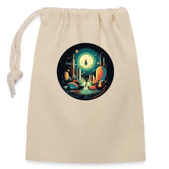 Lancement de fusée dans un style de dessin animé rétro - Sac cadeau en coton avec cordon (14 x 20 cm) - nature - Devant