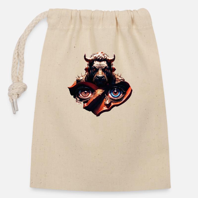 Geekhead-Bull - Closable cotton gift bag (14x20cm) - nature