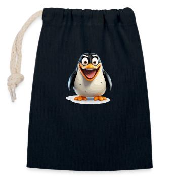 der lustige Pinguin - Verschließbarer Geschenkbeutel aus Baumwolle (14x20cm) - Navy - Vorne