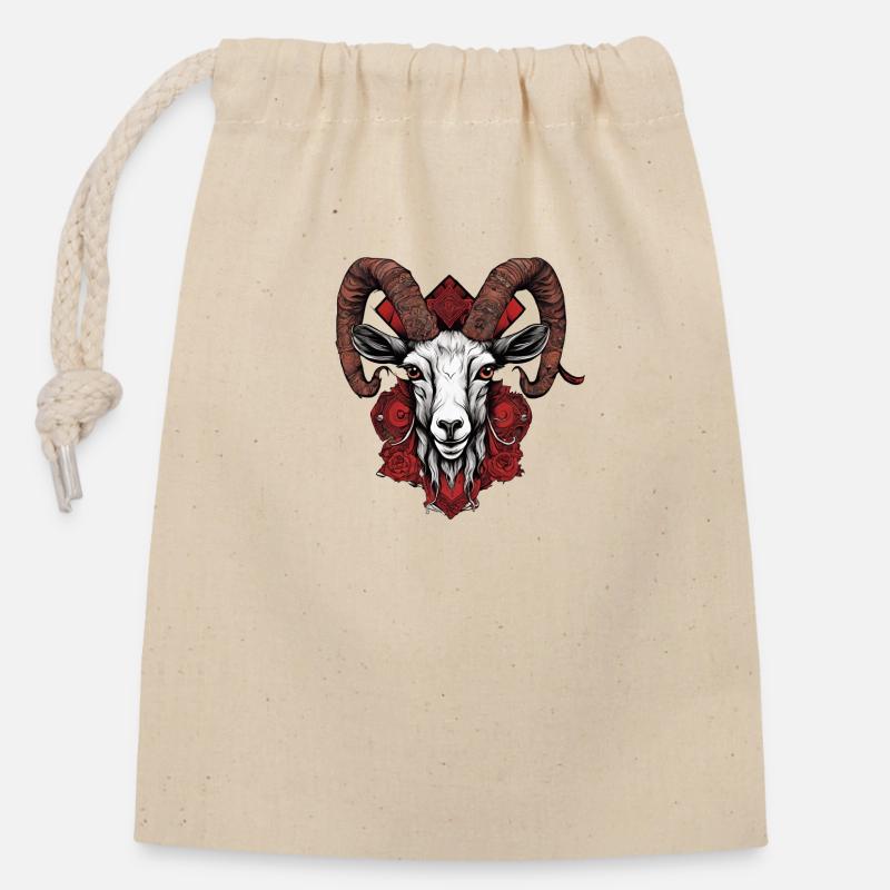 Bélier - Sac cadeau en coton avec cordon (14 x 20 cm) - nature