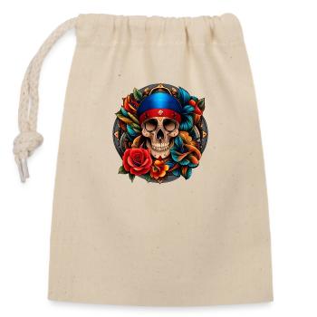Crâne de pirate - Sac cadeau en coton avec cordon (14 x 20 cm) - nature - Devant