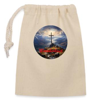 Wanderlust - Summit Cross - Closable cotton gift bag (14x20cm) - nature - Front