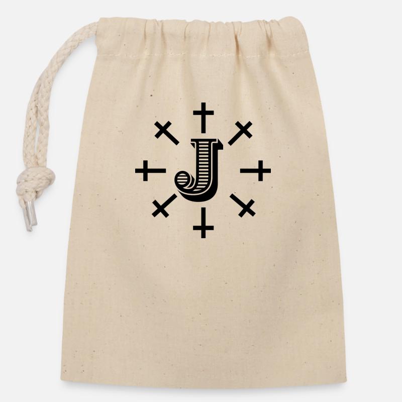 J - Closable cotton gift bag (14x20cm) - nature